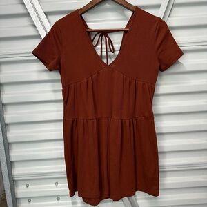 Burgundy Short Sleeve Long Blouse